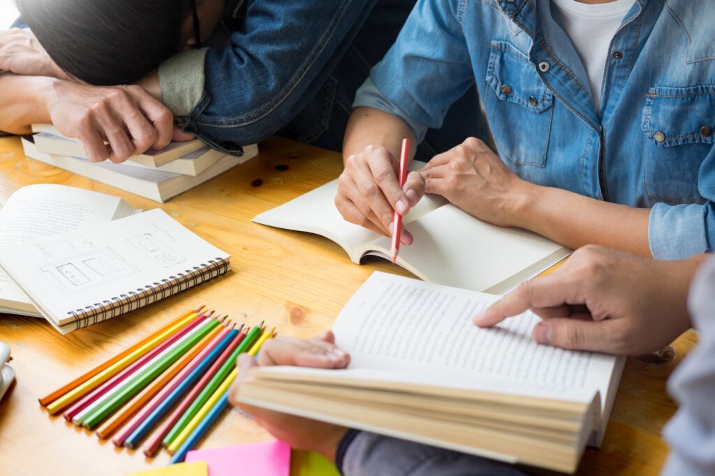 students learning in study teens young education studying and brainstorming discussing their subject